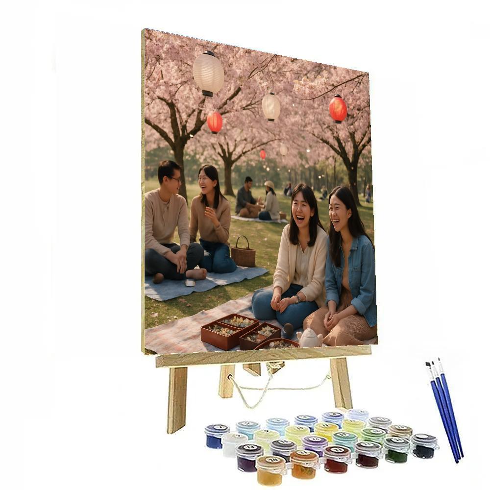 Hanami Sakura Park Afternoon Paint by numbers art