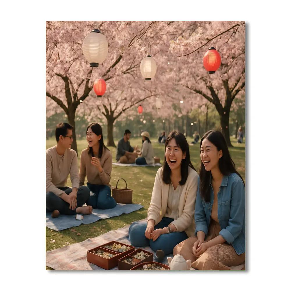 Hanami Sakura Park Afternoon Paint by numbers art