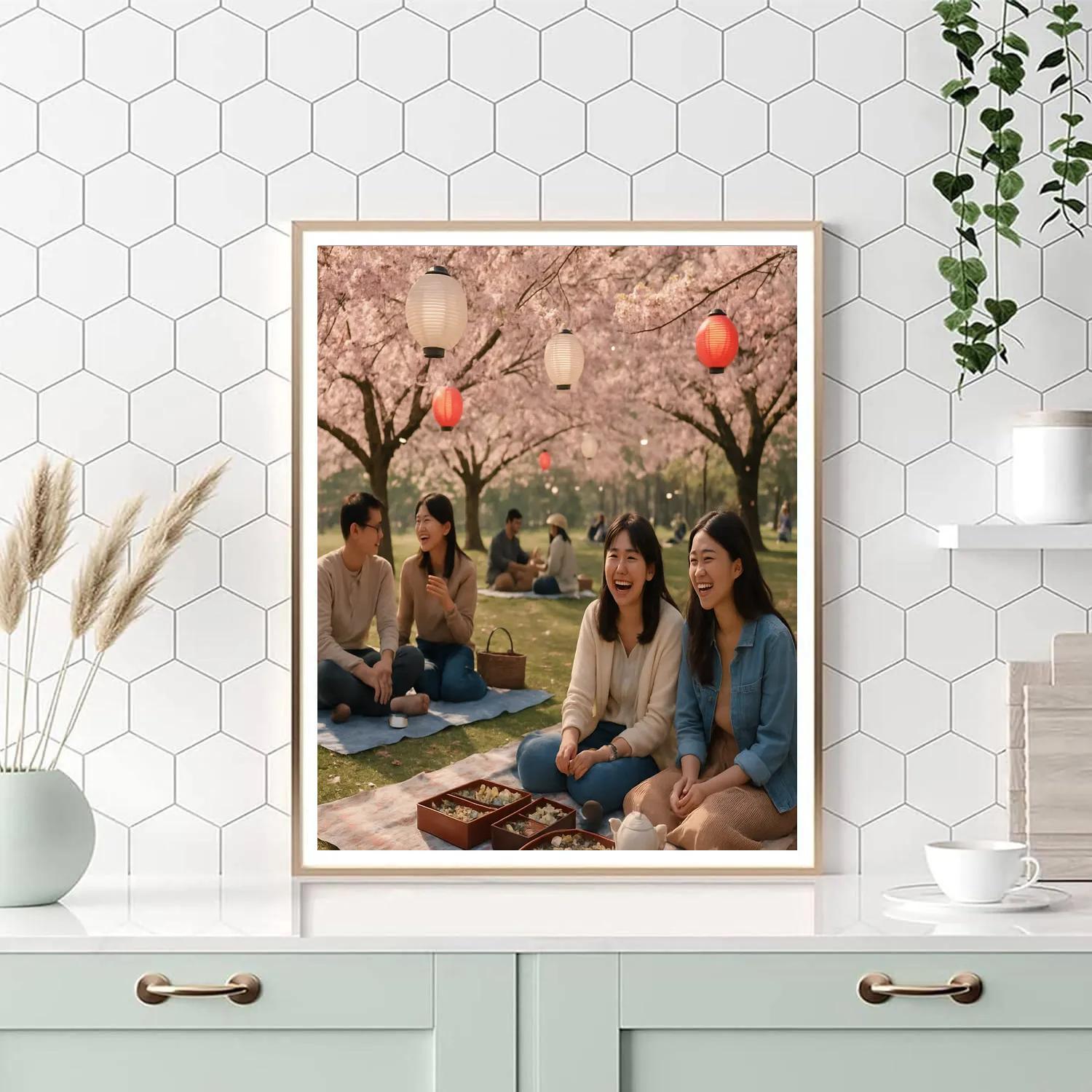 Hanami Sakura Park Afternoon Paint by numbers art