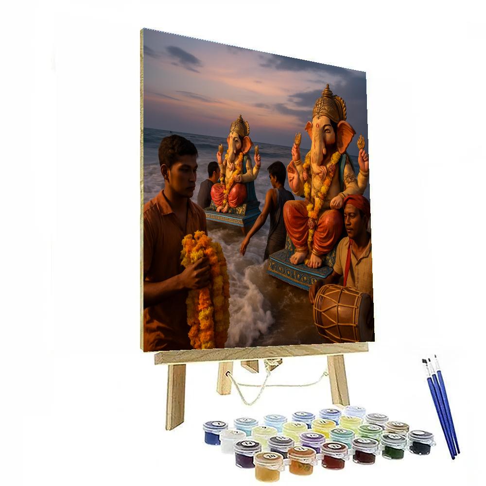 Ganesha Visarjan Coastal Procession paint by numbers