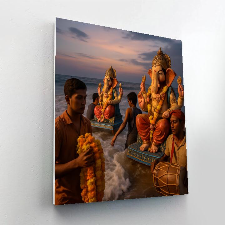 Ganesha Visarjan Coastal Procession paint by numbers
