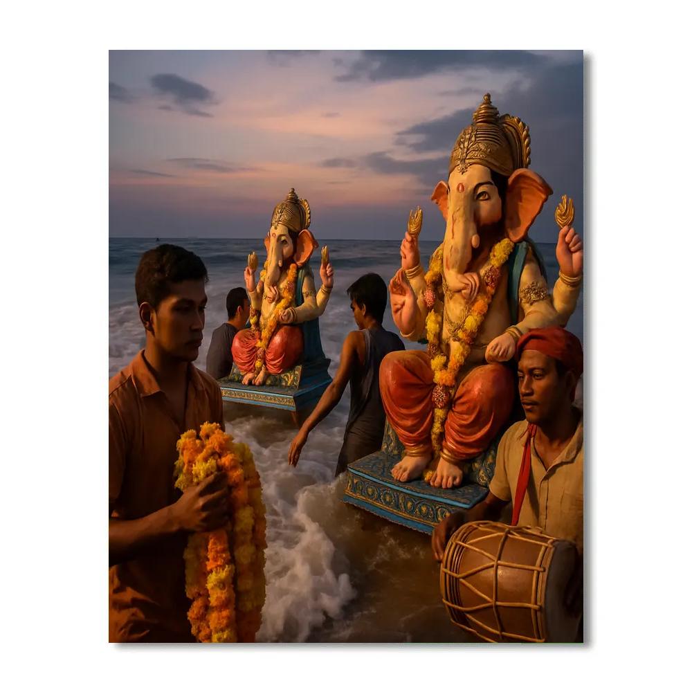 Ganesha Visarjan Coastal Procession paint by numbers