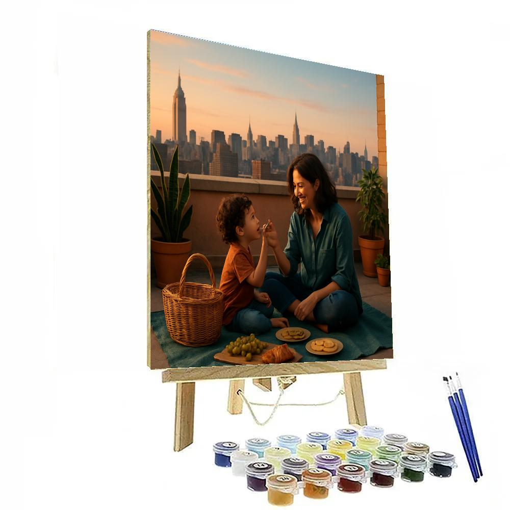 City Rooftop Picnic painting number kit
