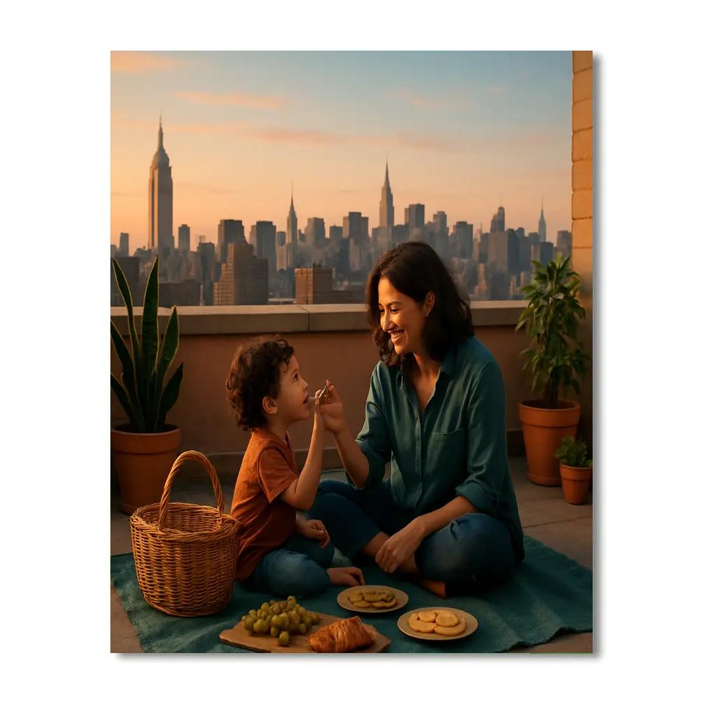 City Rooftop Picnic painting number kit