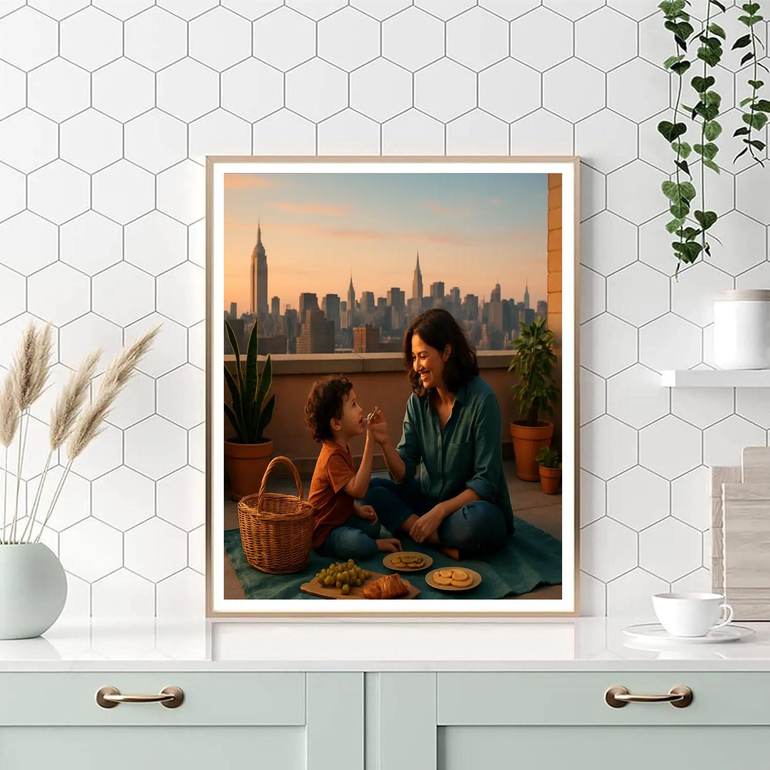 City Rooftop Picnic painting number kit