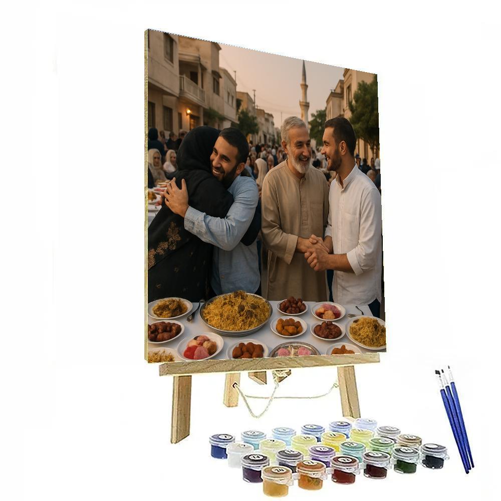 Eid Street Feast After Prayer paint by color