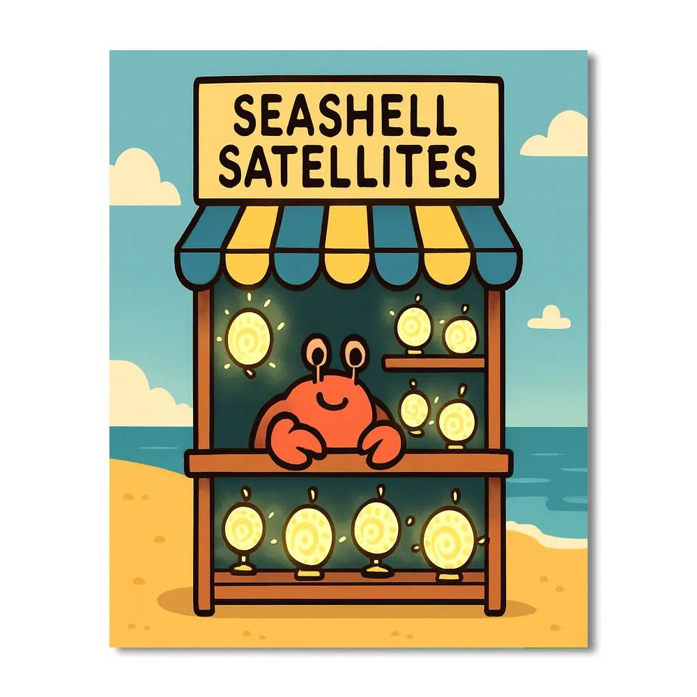 Seashell Satellite Shop Numbered painting kits