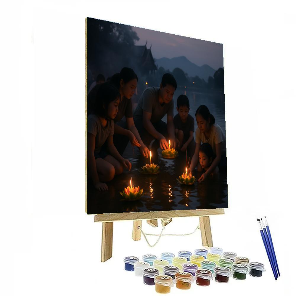 Lantern Floating Buddhist Memorial Paint by numbers art
