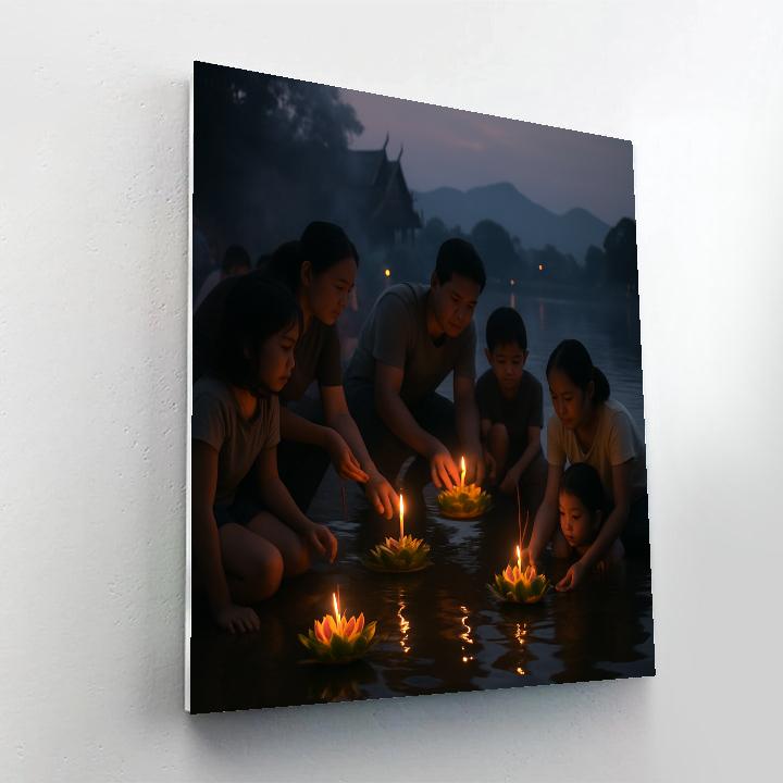 Lantern Floating Buddhist Memorial Paint by numbers art