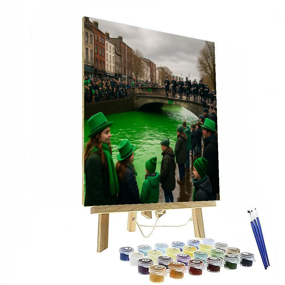 St Patricks Day Green River Run paint by numbers