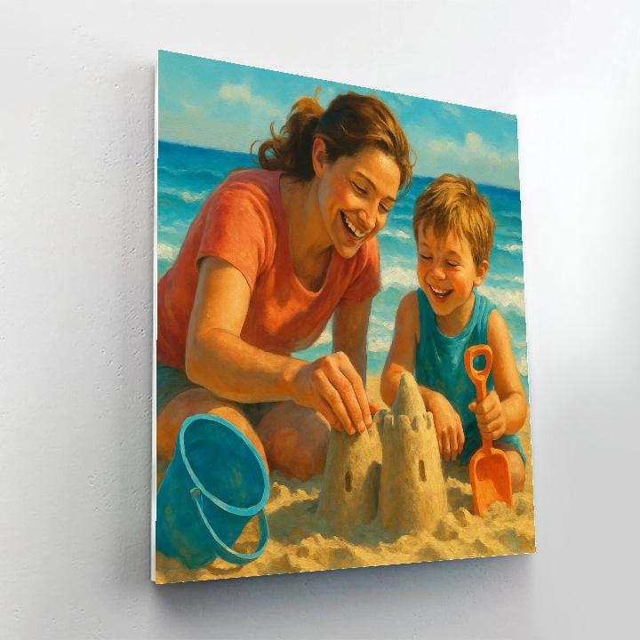 Playful Sandcastle Builders Number painting