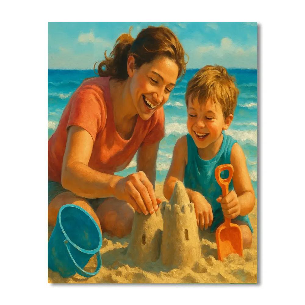 Playful Sandcastle Builders Number painting