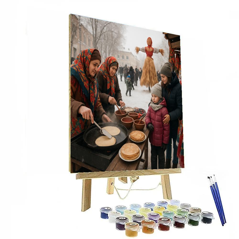 Maslenitsa Pancake Stall Market Number painting