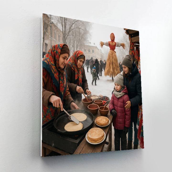Maslenitsa Pancake Stall Market Number painting