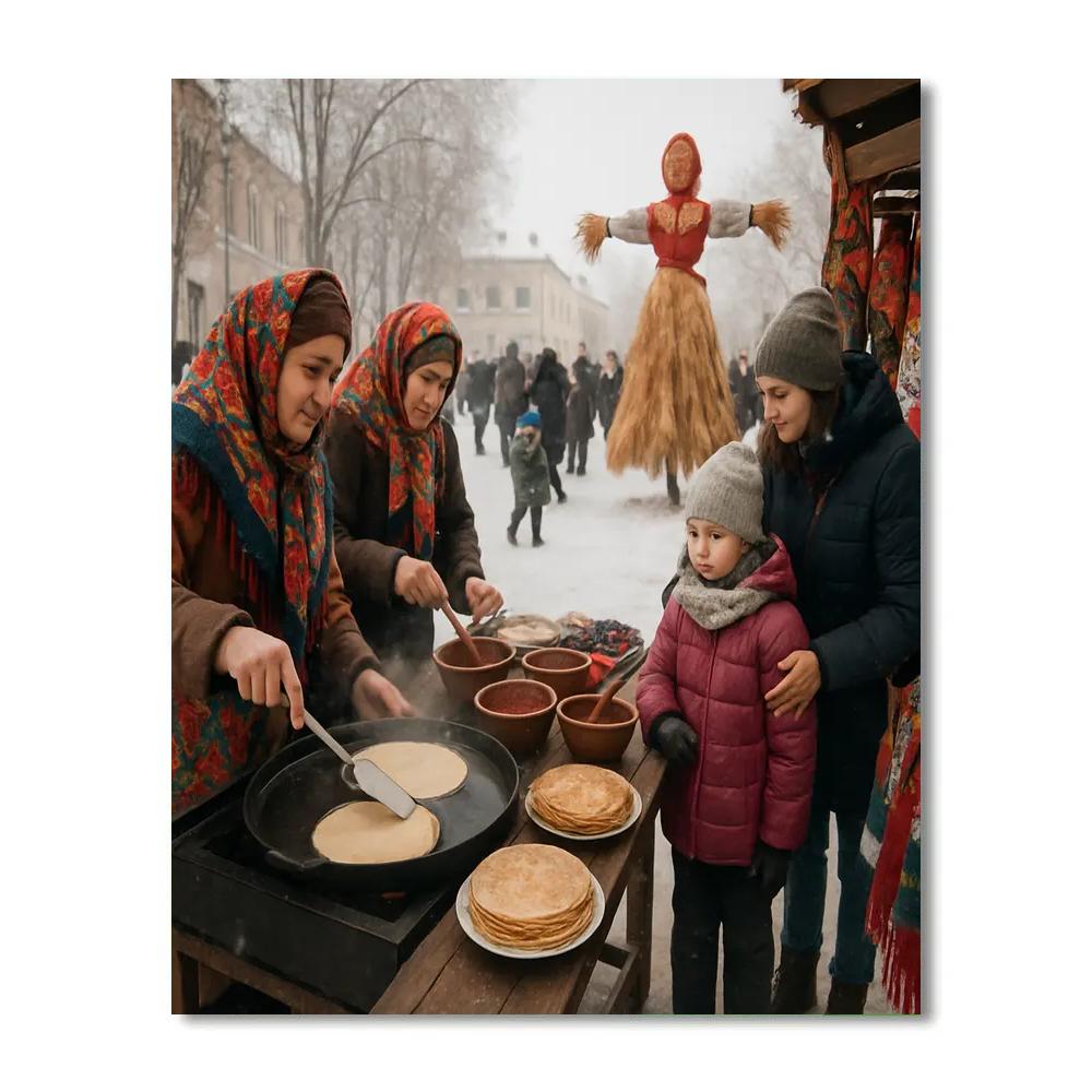 Maslenitsa Pancake Stall Market Number painting