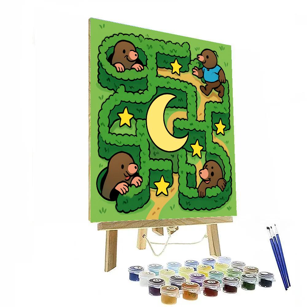 Moon Maze Moles painting number kit