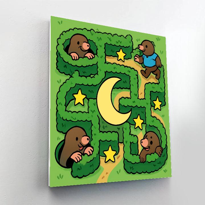 Moon Maze Moles painting number kit