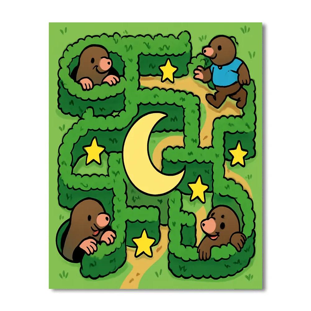 Moon Maze Moles painting number kit