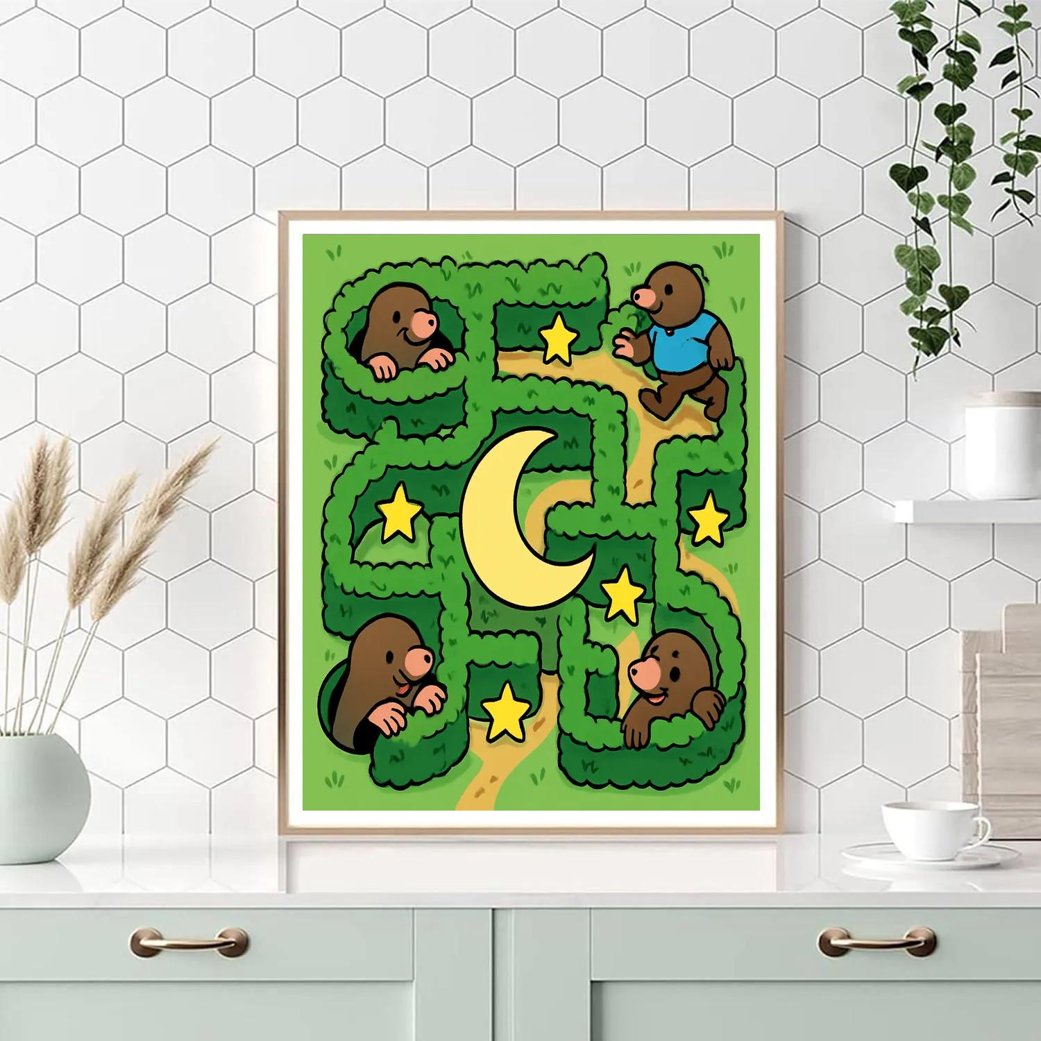 Moon Maze Moles painting number kit