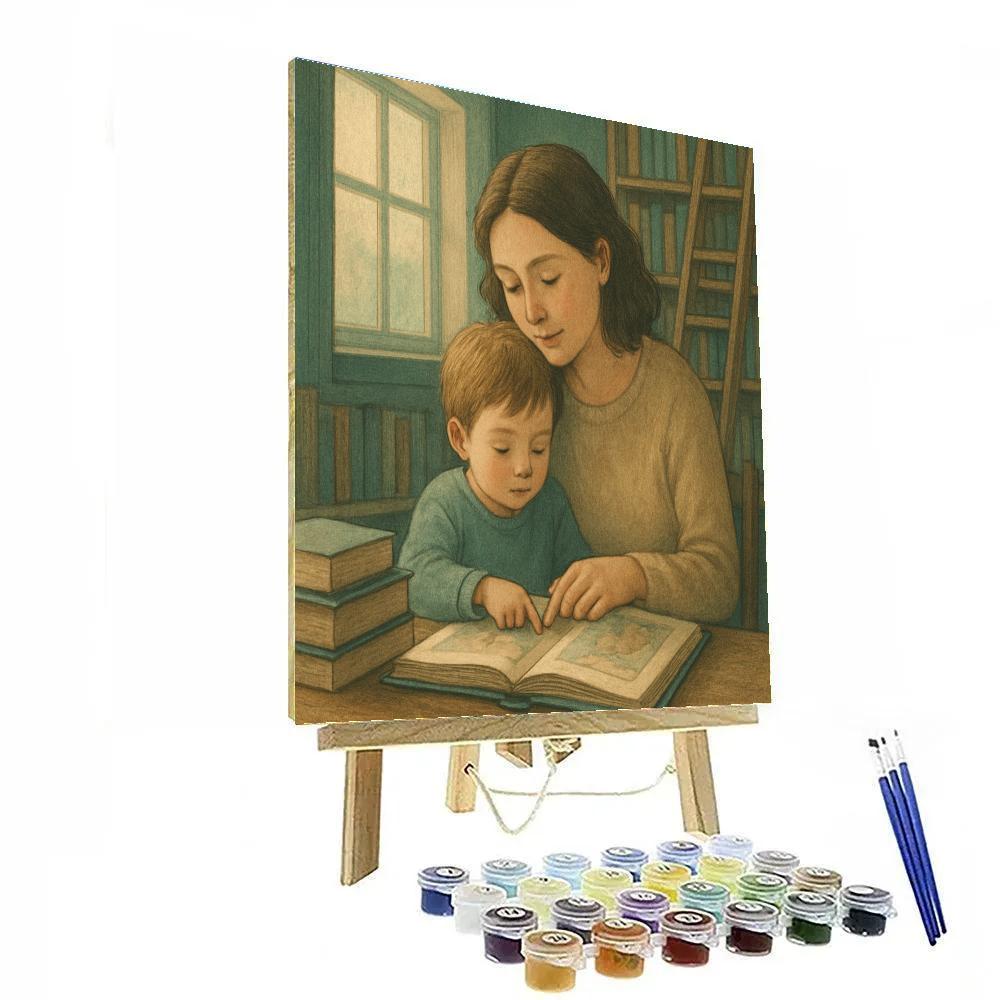 Quiet Library Reading Nook Paint by numbers art