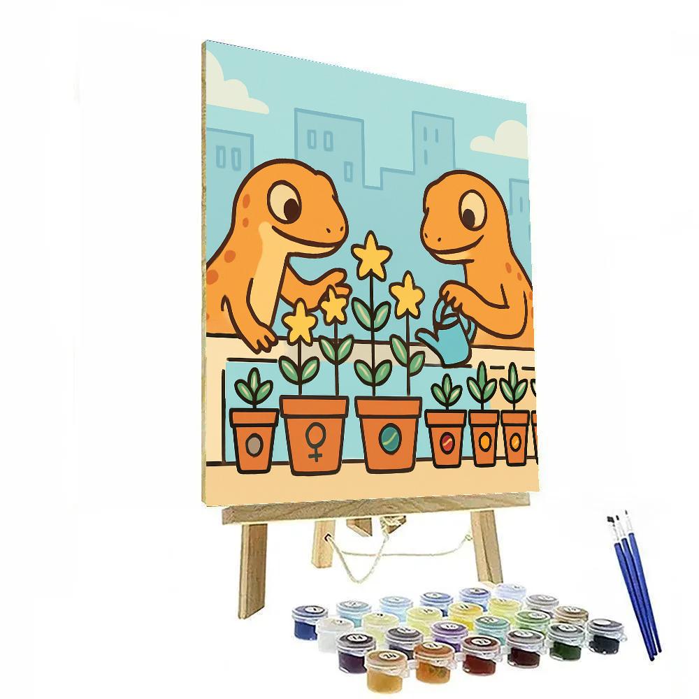 Galaxy Gardening Geckos painting number kit
