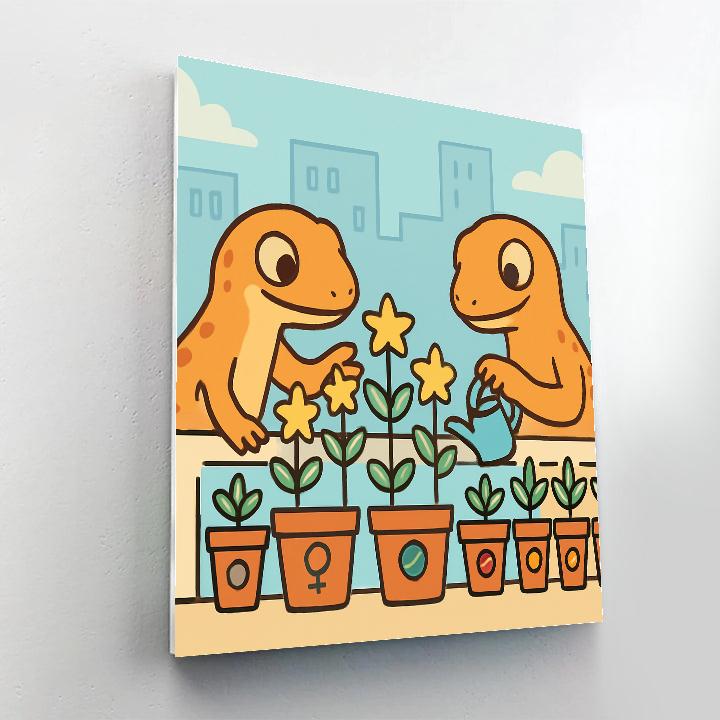 Galaxy Gardening Geckos painting number kit