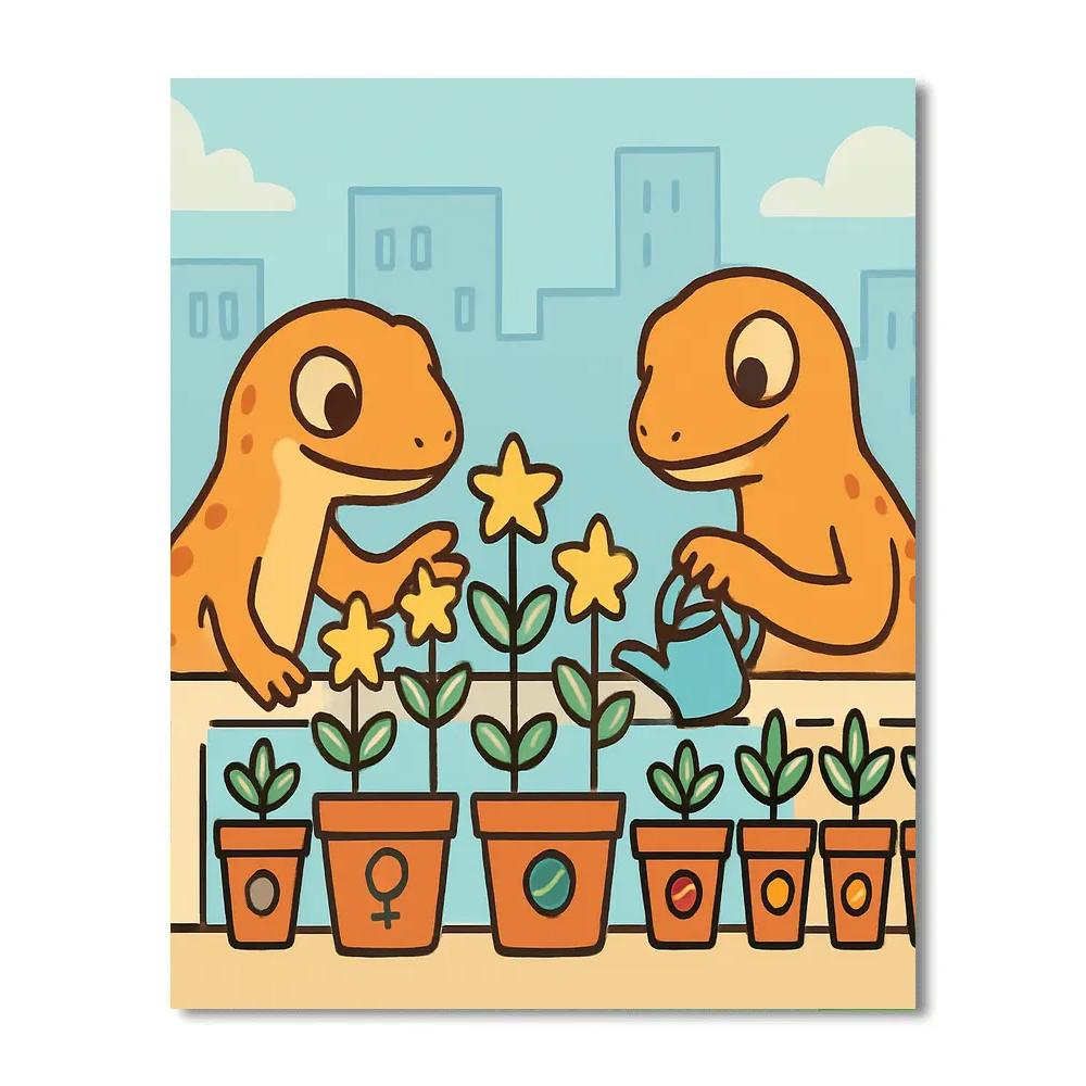 Galaxy Gardening Geckos painting number kit