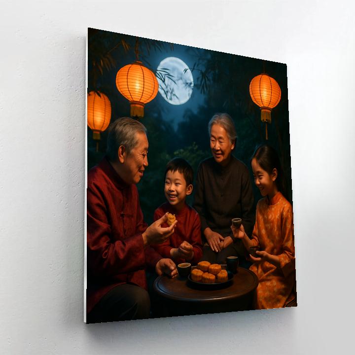 Mid Autumn Moon Watching Tea Garden Paint by numbers art