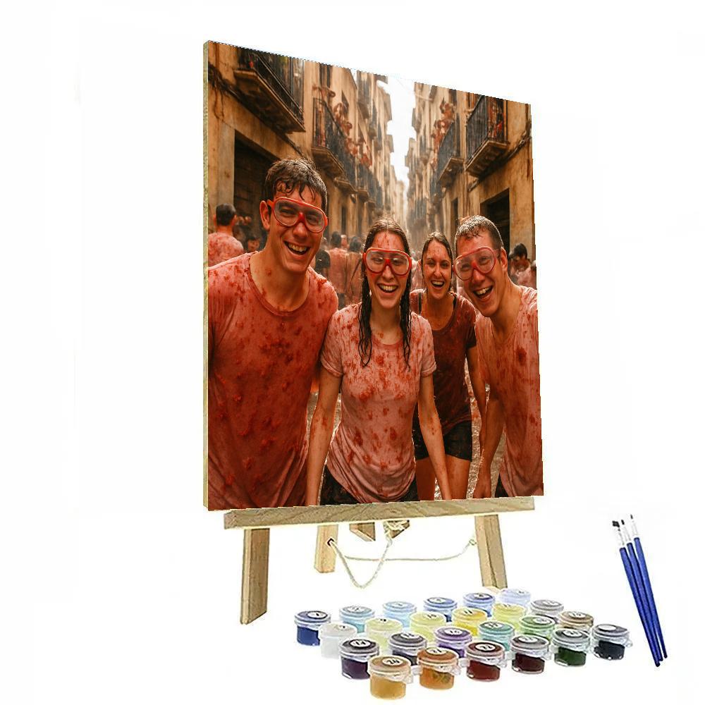 La Tomatina Waterlogged Street Fight Number painting