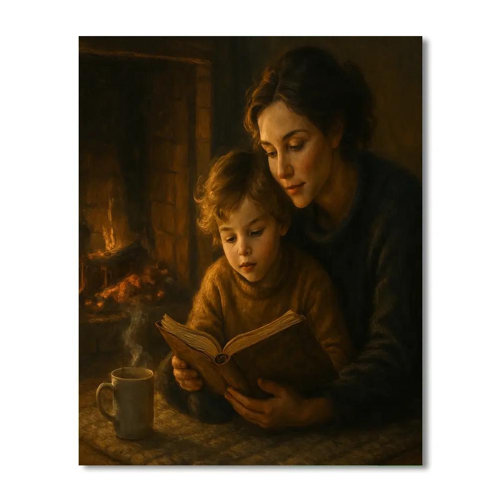 Fireplace Story Night DIY paint by numbers