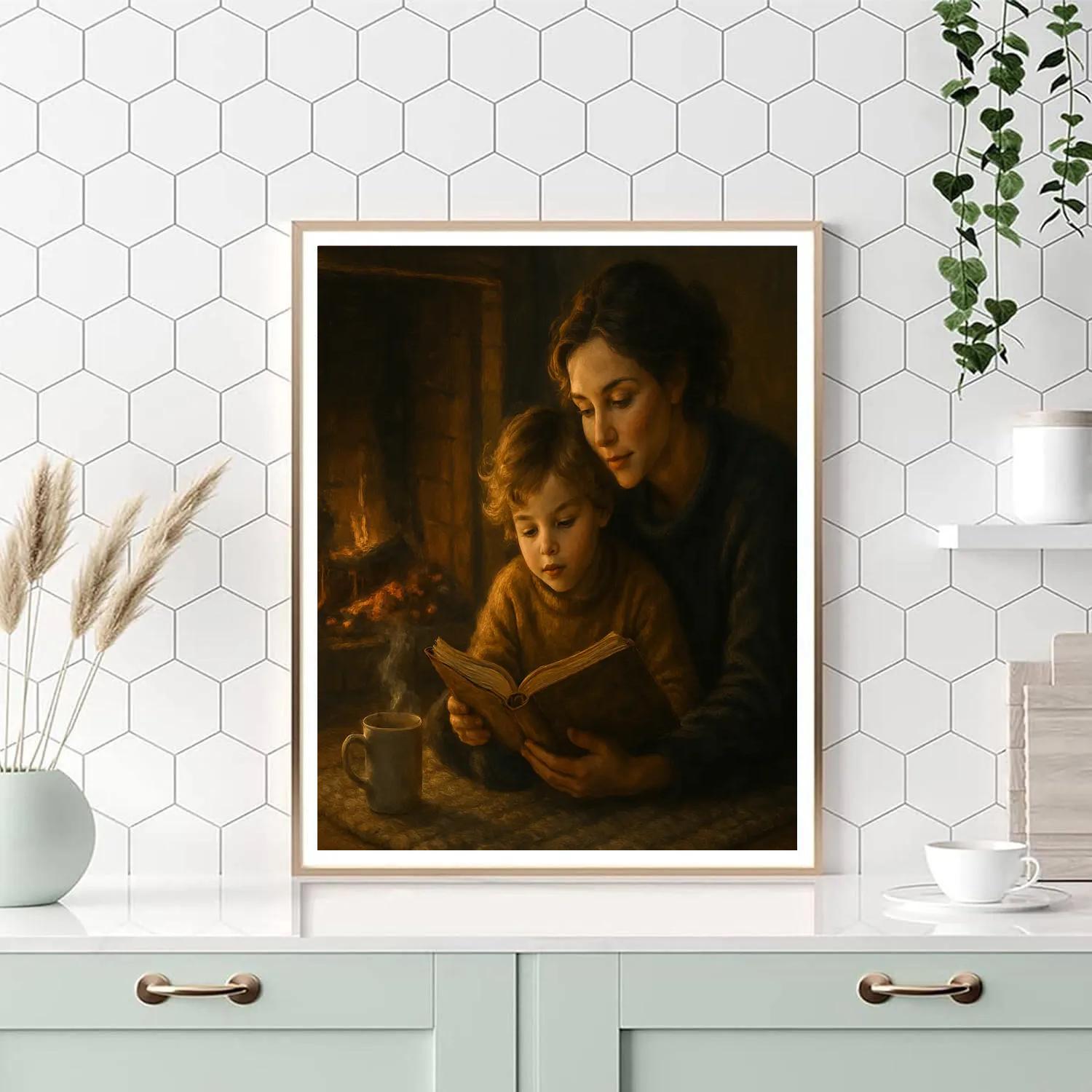 Fireplace Story Night DIY paint by numbers