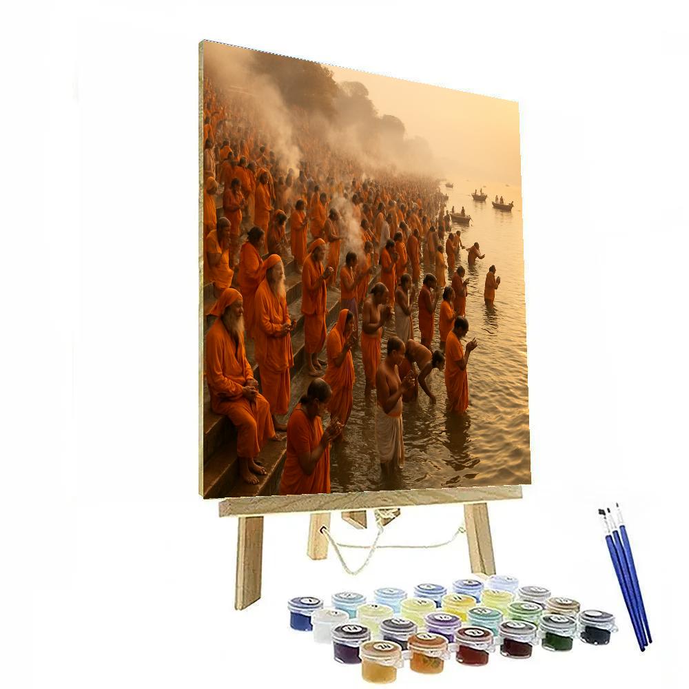 Kumbh Mela Bathing Ghats At Dawn DIY paint by numbers
