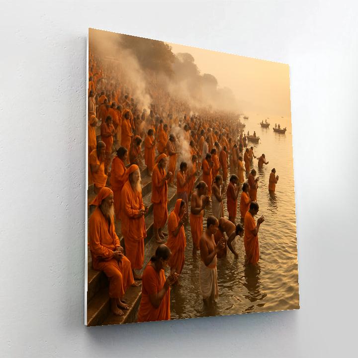 Kumbh Mela Bathing Ghats At Dawn DIY paint by numbers