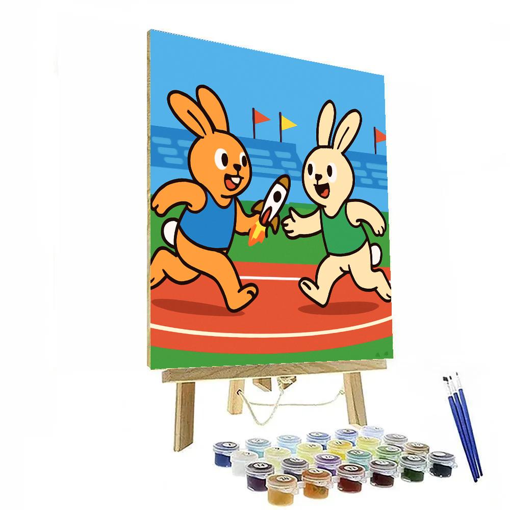 Rocket Relay Rabbits DIY paint by numbers