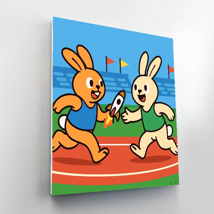 Rocket Relay Rabbits DIY paint by numbers