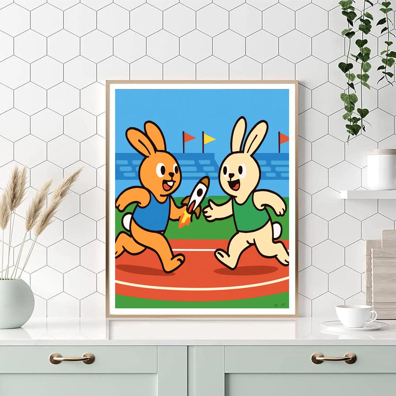 Rocket Relay Rabbits DIY paint by numbers