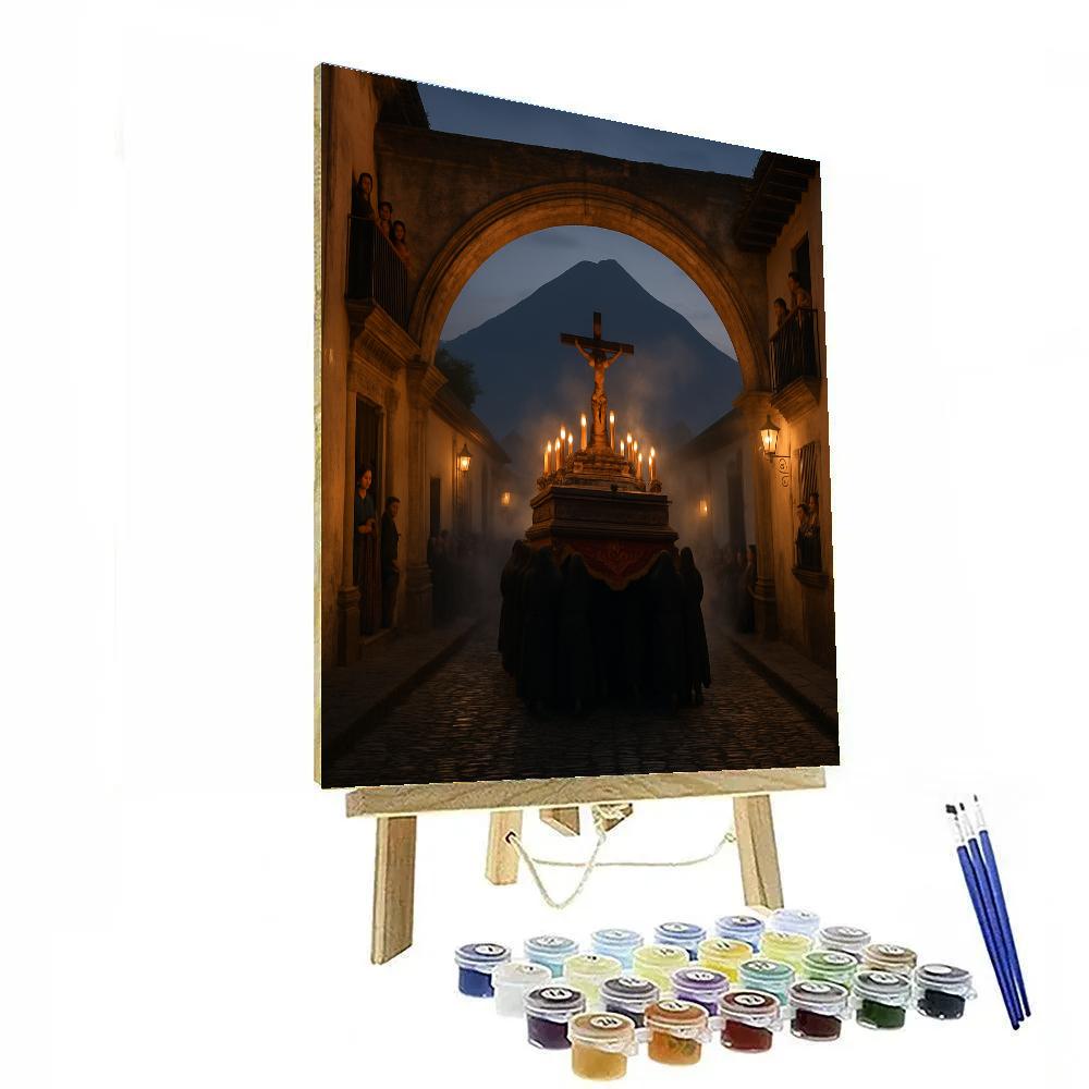 Antigua Lent Procession Through Archways paint by numbers