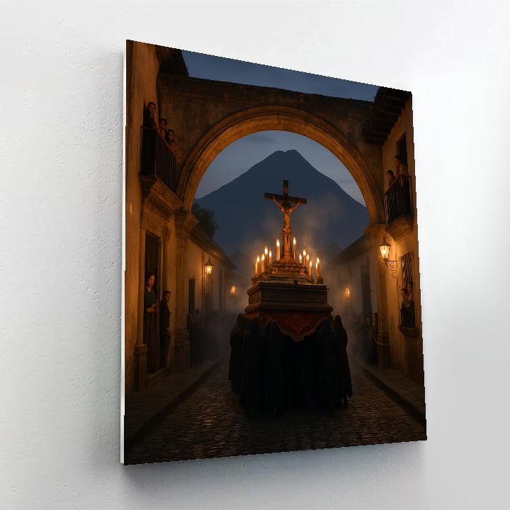 Antigua Lent Procession Through Archways paint by numbers