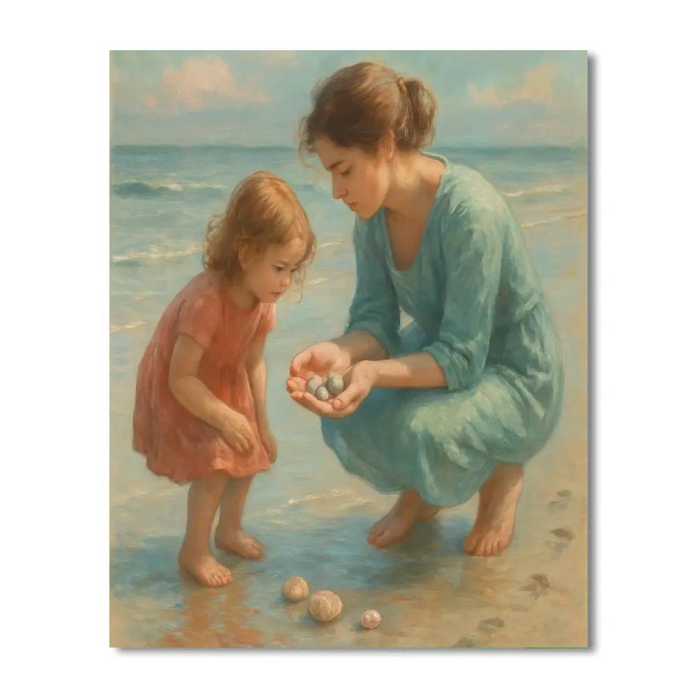 Seaside Shell Collecting Paint by numbers art