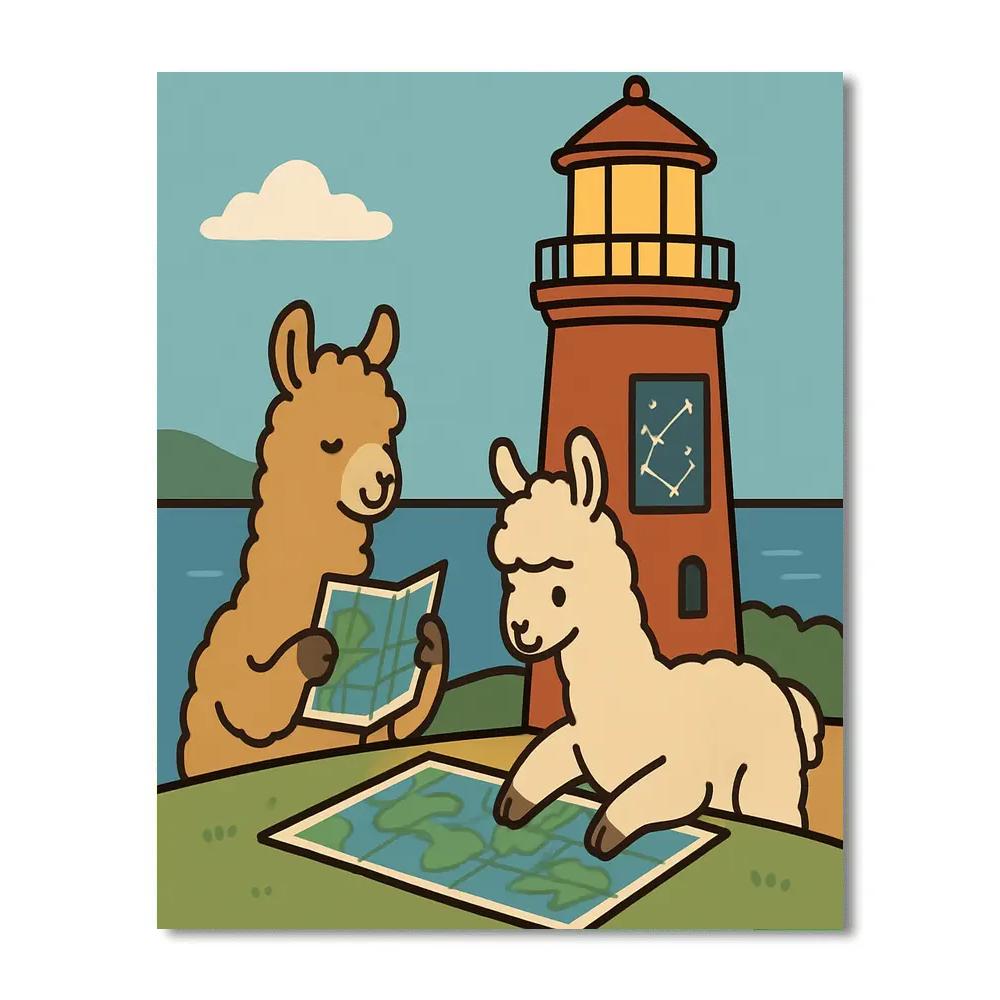Lighthouse Learning Llamas paint by number