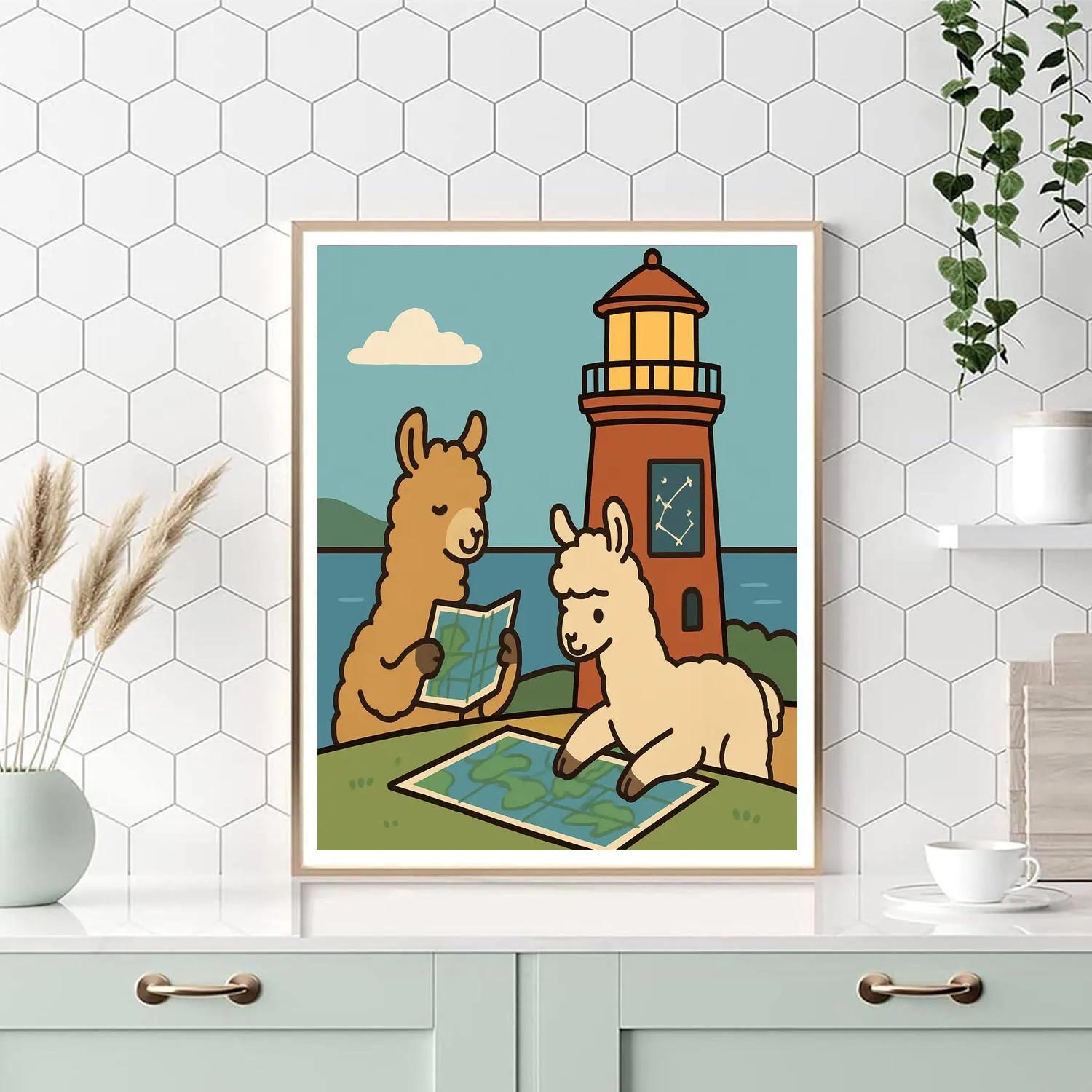 Lighthouse Learning Llamas paint by number