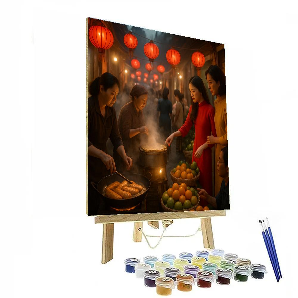 Tet Vintage Food Stall Alley paint by number
