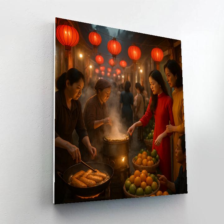 Tet Vintage Food Stall Alley paint by number