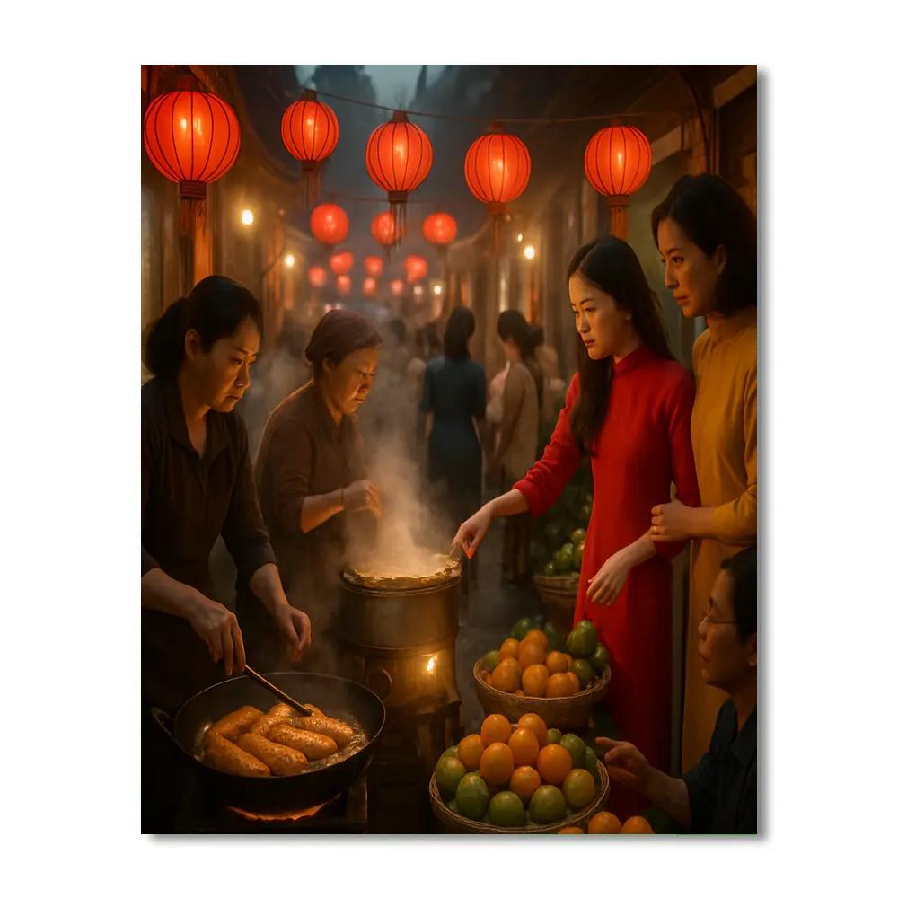 Tet Vintage Food Stall Alley paint by number