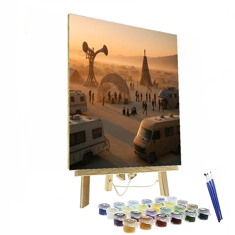 Burning Man Sunrise Soundcamp paint by number