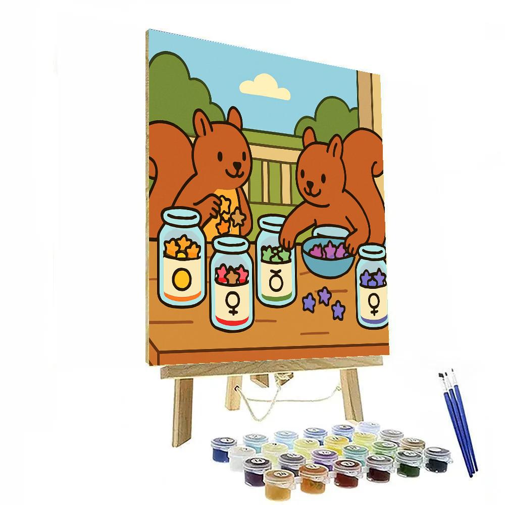 Stellar Seed Sorting Squirrels painting number kit
