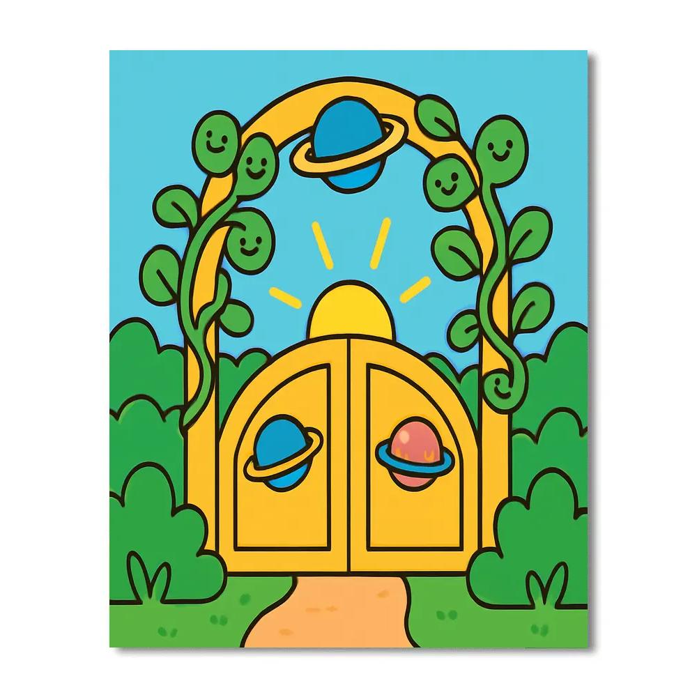 Galactic Garden Gate paint by numbers