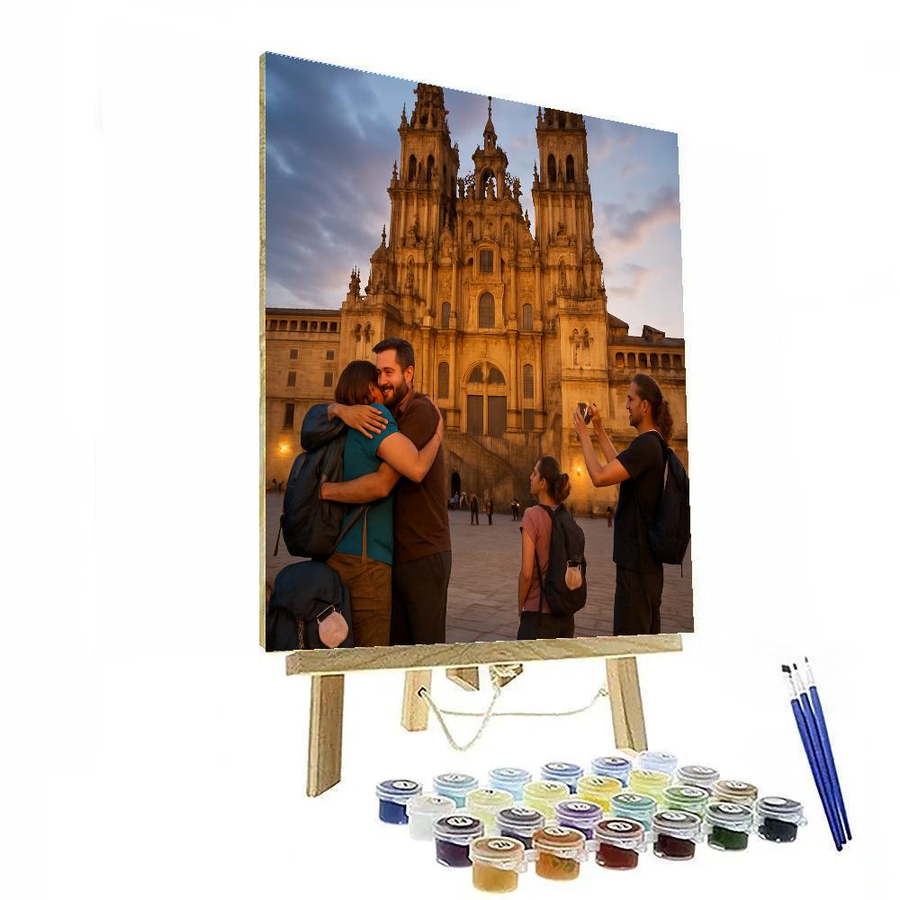 Camino Pilgrim Evening Arrival paint by color