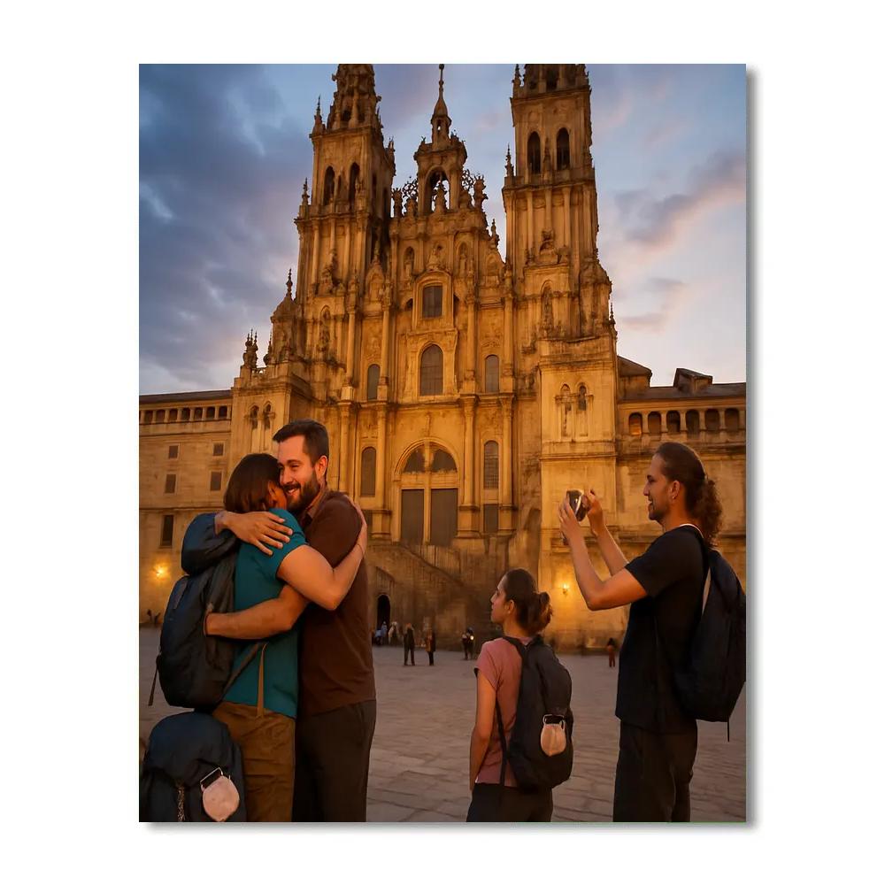 Camino Pilgrim Evening Arrival paint by color