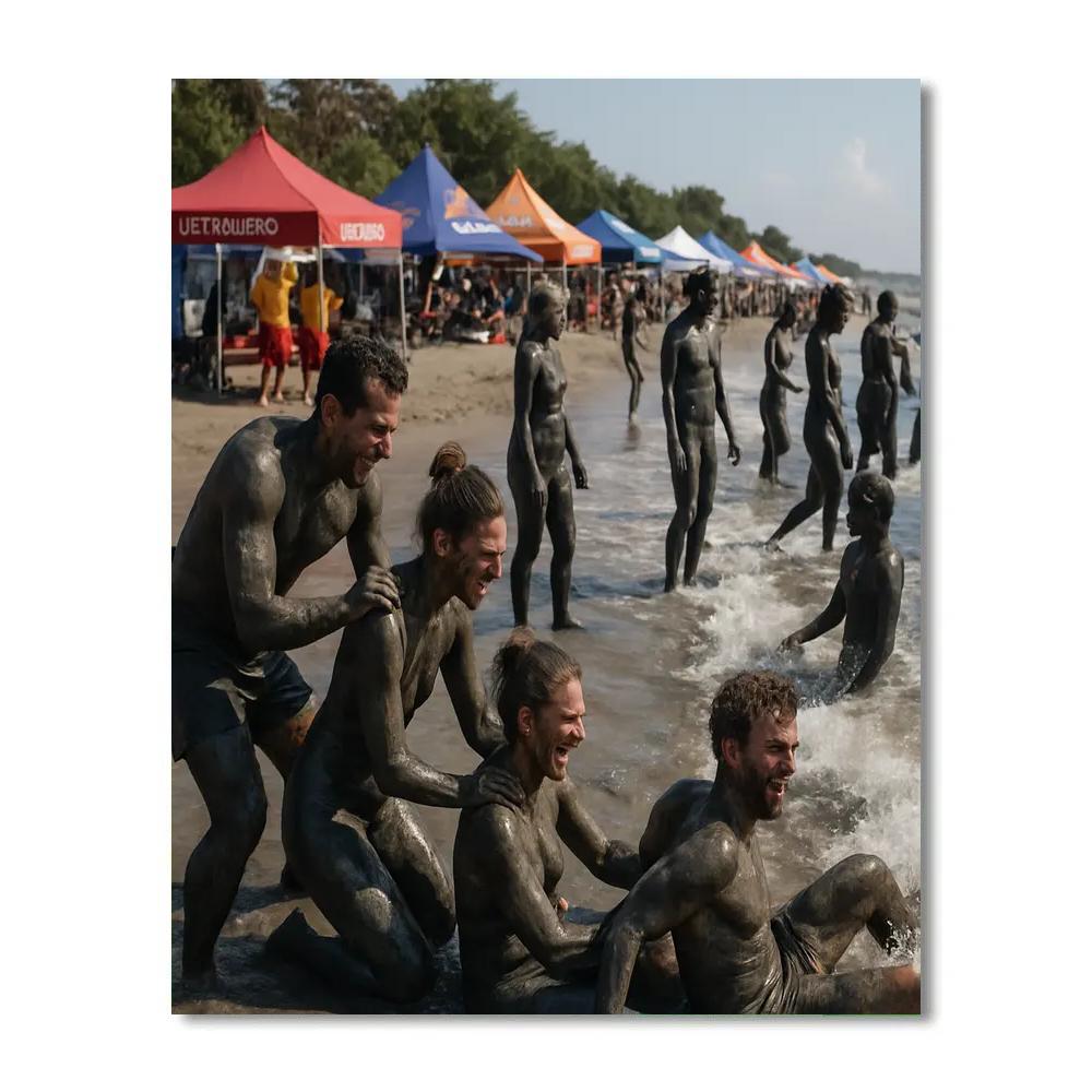 Boryeong Mud Therapy Beach Day paint by number
